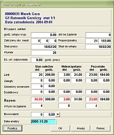 Makieta: Stan urlopu pracownika